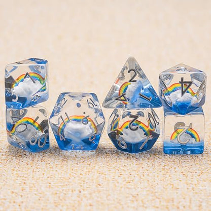 DND Resin Dice Set, Polyhedral D&D Dice Inclusion Dice for Dungeons and Dragons MTG RPG for 15 Years and Up - color: Rainbow