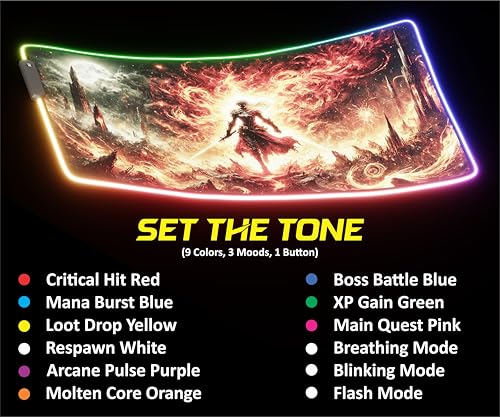 RGB Gaming Mouse Pad Large Extended Desk Mat 35.4x15.7in XXL XXXL Mousepad LED Light Up Keyboard Mat PC Gamer Desk Pad Gaming Accessories Extra Big Mouse Mat for Desk - Hellfire Crusader - color: Hellfire Crusader