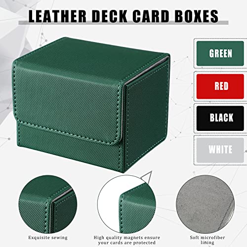 Yookeer 4 Pieces Leather Deck Card Boxes Cards Deck Game Box for Collectible Playing Card Box Compatible with MTG Commander(Black, White, Red, Green,Horizontal) - color: Black, White, Red, Green, style: Horizontal