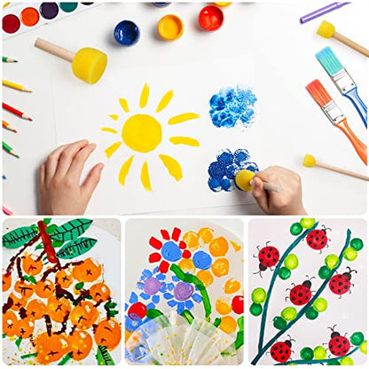 30 Pcs Round Sponges Brush Set, Round Sponge Brushes for Painting, Paint Sponges for Acrylic, Painting Tools for Kids Arts and Crafts (4 Sizes) - size: 30 PCS