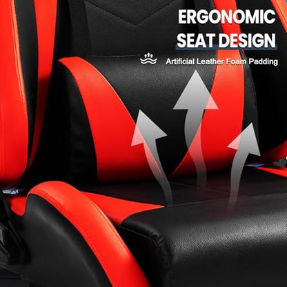 Marada Racing Cockpit with Red Seat Adjustable & Foldable Compatible with Logitech G29, G920, G923, Thrustmaster T80, T150, Wheel, Pedals and Shifter Not Include