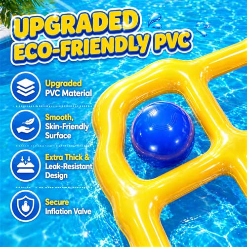 Tic-Tac-Toe Pool Toys Game Set, Giant Inflatable Floating Board Set with 10 Balls, Pool Toys Party Game for Kids Adults Teens, Summer Water Party Backyard Beach Yard Field Day Outdoor Activities | 53.5-Inch Floating Board • 10 Balls + Pump • 2–10 Players