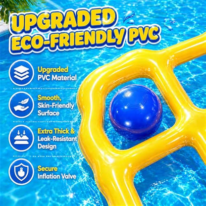 Tic-Tac-Toe Pool Toys Game Set, Giant Inflatable Floating Board Set with 10 Balls, Pool Toys Party Game for Kids Adults Teens, Summer Water Party Backyard Beach Yard Field Day Outdoor Activities | 53.5-Inch Floating Board • 10 Balls + Pump • 2–10 Players