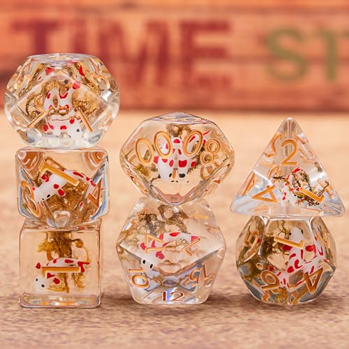 DND Fish Dice Set, Resin Cute Polyhedral Dice for Dungeons and Dragons, RPG, MTG D&D 7-DIE (D4, D6, D8, D10, D12, D20, D%) - color: Fish