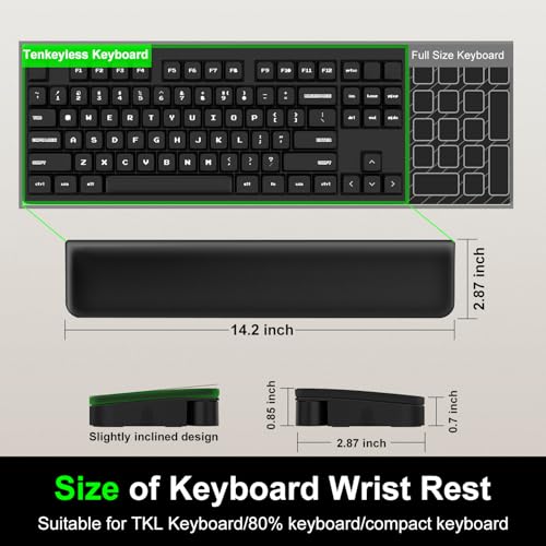 VICHYIE Keyboard Wrist Rest for Tenkeyless Keyboard, with Cleaning Kit | Wrist Pad for Typing Pain Relief, Multi-functional Cleaner Kit for Earbuds, Phones, Desk Accessories for Home&Office (Black)