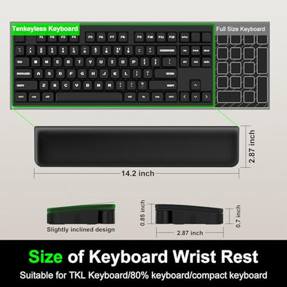 VICHYIE Keyboard Wrist Rest for Tenkeyless Keyboard, with Cleaning Kit | Wrist Pad for Typing Pain Relief, Multi-functional Cleaner Kit for Earbuds, Phones, Desk Accessories for Home&Office (Black)