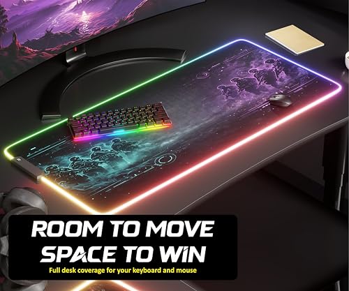 RGB Gaming Mouse Pad Large Extended Desk Mat 35.4x15.7in XXL XXXL Mousepad LED Light Up Keyboard Mat PC Gamer Desk Pad Gaming Accessories Extra Big Mouse Mat for Desk - Phantom Protocol - color: Phantom Protocol
