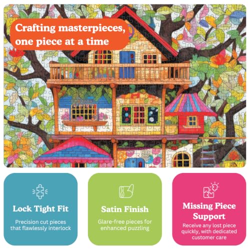Cross & Glory | Jigsaw Puzzles for Adults | Fantastical Treehouse Escape | Whimsical Art | Whimsical 1000 Piece Puzzle for Adults | Vibrant Treehouse Puzzle | Satin Finish | 20x27 Inches - color: Treehouse Escape - Tree