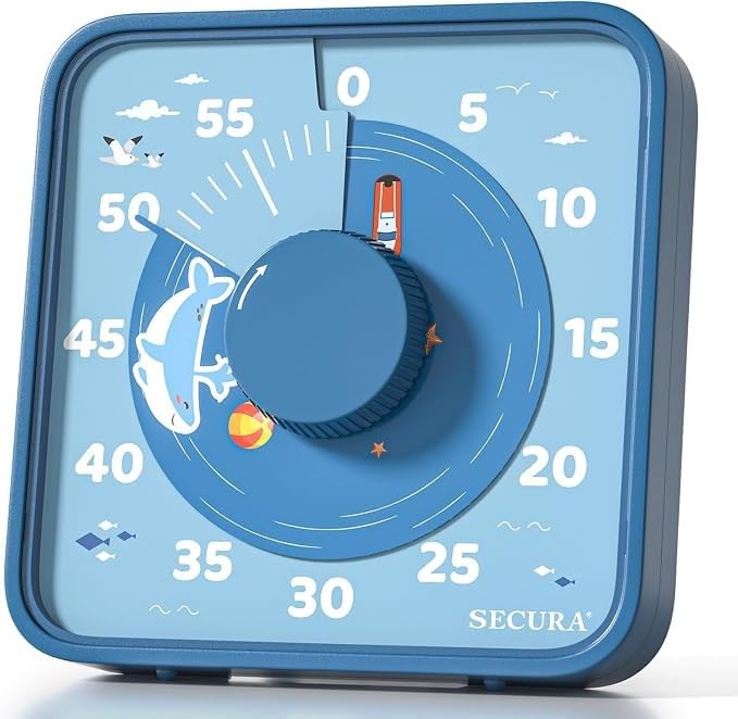 Secura 7.5-Inch 60-Minute Visual Timer for Kids, Magnetic Timer (Blue) - color: Blue