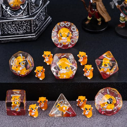 DND Resin Dice Set, Polyhedral D&D Raccoon Dice Inclusion Dice for Dungeons and Dragons MTG RPG for 15 Years and Up - color: Raccoon