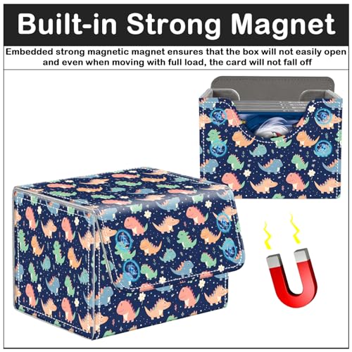 Card Deck Box for MTG Trading Cards with Magnetic Closure,Premium Card Storage Box Case Cover for TCG CCG Magic Cards,Dinosaur Pattern - color: Dinosaur Pattern