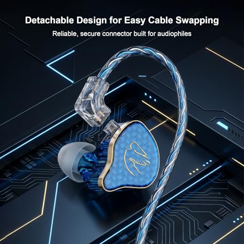 In Ear Monitor Headphones Hybrid 1BA+1DD HiFi Deep Bass IEM Earphones Blue | Hybrid Banlance Armature with Dynamic in Ear Headphones IEM Earphones Gaming Earbuds no Mic - color: QT820-Blue no Mic
