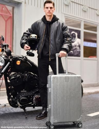 20" Carry On Suitcase Zipperless Aluminum Frame Luggage, Silver | TSA Lock, Lightweight, PC Hardshell, Rolling Carry-On Luggage with Wheels, Hardside, Business Travel - color: Silver