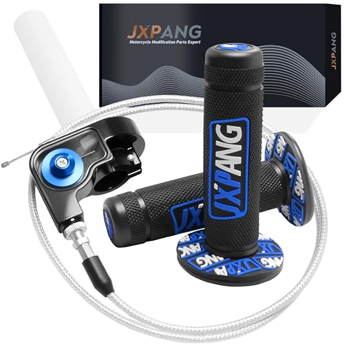 22mm 7/8" Throttle Twists Grip with Throttle Cable Upgraded Universal for Off-Road Motorcycle 250 Dirt Pit Motor Mini Bike YCF CRF70 TTR SSR KLX110 Thumpstar - color: Type A-Blue