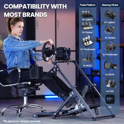Marada Upgrade Racing Wheel Stand X Frame Foldable Simulator cockpit | Fit for PXN, for Logitech G27 G920 G923, for Thrustmaster T300RS T128X without Steering Wheel Pedal Handbrake