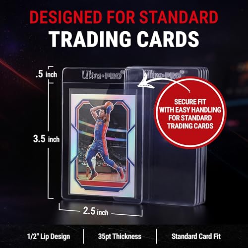 Ultra Pro Semi Rigid Card Holder 1/2" Lip – Clear PVC Sleeves for Trading Cards – Fits 2.5" x 3.5" up to 35pt – Card Grading Sleeves for Storage, Shipping, TCG & Collector Protection – 200 Pack - size: 2.5" x 3.5"