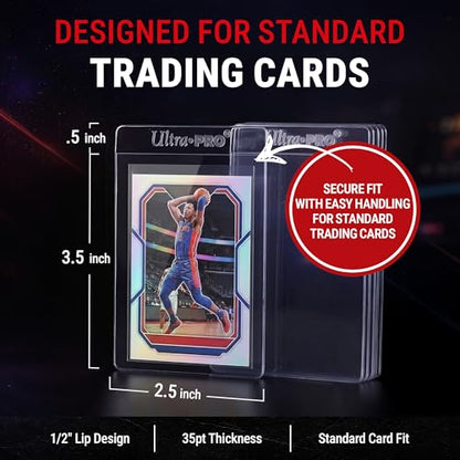 Ultra Pro Semi Rigid Card Holder 1/2" Lip – Clear PVC Sleeves for Trading Cards – Fits 2.5" x 3.5" up to 35pt – Card Grading Sleeves for Storage, Shipping, TCG & Collector Protection – 200 Pack - size: 2.5" x 3.5"