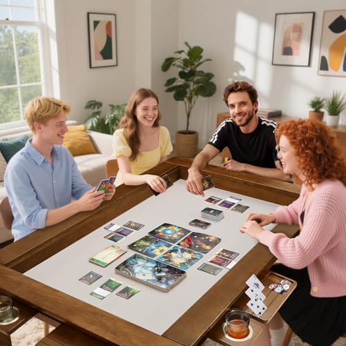 63"x39" Board Game Table with Removable Top Solid Wood Dining/Gaming Table | Gaming Table for 4-6 Players with Play Mat, 6 Detachable Cup Holders & 6 Hobby Trays (Light Walnut) - color: Light Walnut