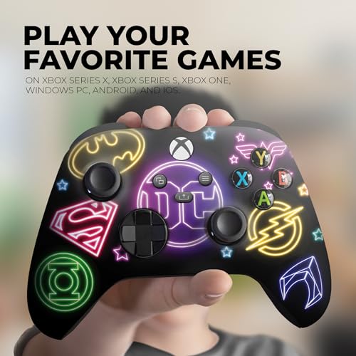 DreamController DC Comiic NEON Custom X-box Controller Wireless compatible with X-box One/Series X/S Proudly Customized in USA I Permanent HYDRODIP Print(NOT JUST A SKIN)(MODDED) - color: Dc Comiic Neon, size: Modded - Front & Back Print