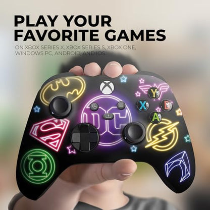 DreamController DC Comiic NEON Custom X-box Controller Wireless compatible with X-box One/Series X/S Proudly Customized in USA I Permanent HYDRODIP Print(NOT JUST A SKIN)(MODDED) - color: Dc Comiic Neon, size: Modded - Front & Back Print