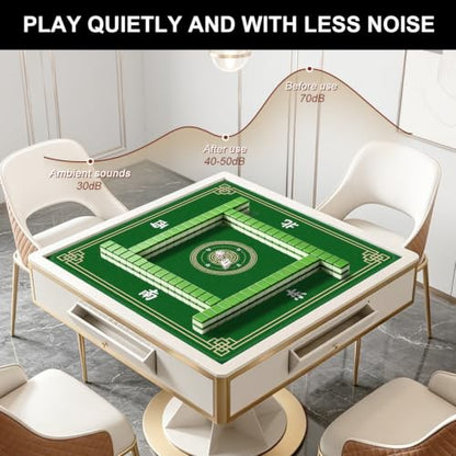 Mahjong Mat for Table, 31.5" x 31.5" Noise Reduction Non Slip Waterproof Mahjong Table Mat with Carrying Bag, Suitable for Mahjong, Poker, Board Games, Dominoes, and Card Games(Green) - color: Green