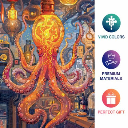 Cross & Glory | 1000 Piece Jigsaw Puzzles for Adults | Octopus Alchemy | The Lava Experiment | Lava Lamp Octopus Puzzle 1000 Pieces | Satin Finish Ocean Puzzle for Adults | Ages 14+ - color: Octopus Alchemy