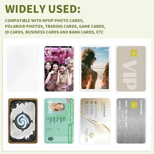 200 Pcs Photocard Sleeves for Kpop 58×89mm Clear Photo Card Sleeves PVC Free & Acid Free Photocards Holder for Kpop Albums Photo Cards - style: 200 PCS Transparent Style