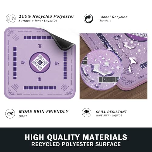 2F22E Mahjong Mat, Noise Reduction Non-Slip Mahjong Mat for Table, 32.4 * 32.4 Inch Mahjong Table Mat for Poker, Board Games Table Mat, Card Games, Tile Games, Dominoes(Purple) - color: Purple