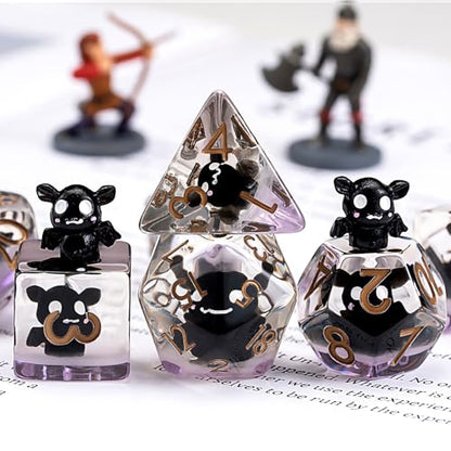 DND Resin Bat Dice Set, D&D Polyhedral Dice for Dungeons and Dragons RPG, MTG Role Playing Games D and D Dice 7pc D20 D12 D10 D8 D6 D4 - color: Bat