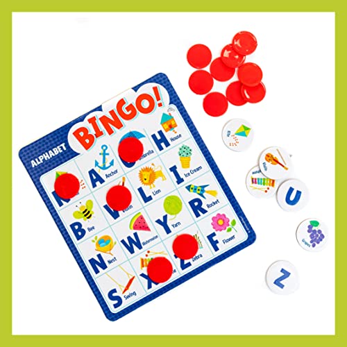 Peaceable Kingdom Alphabet Bingo! Letter Learning Educational Board Game for 2 to 6 Kids Ages 4+ | Teach letters and sounds with a bingo twist—6 boards, 26 letter tokens and 72 chips. Educational fun for ages 4+