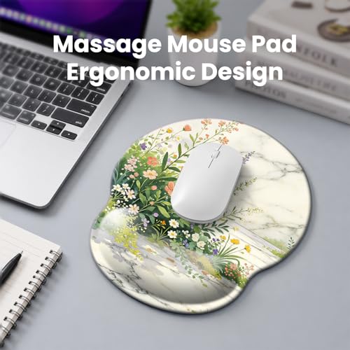 Mouse pad with Wrist Rest,Relieving Pain Memory Foam Computer pad, Ergonomic Desktop Mouse, Silicone Material Mouse pad, with Non-Slip PU Base (Beautiful Flowers) - color: Beautiful flowers