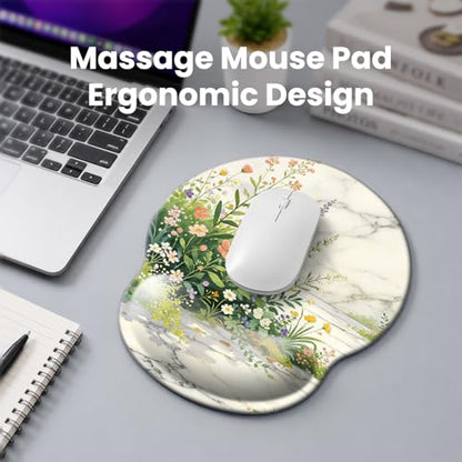 Mouse pad with Wrist Rest,Relieving Pain Memory Foam Computer pad, Ergonomic Desktop Mouse, Silicone Material Mouse pad, with Non-Slip PU Base (Beautiful Flowers) - color: Beautiful flowers