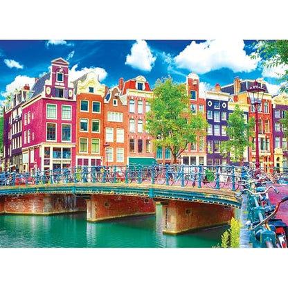 RoseArt - Kodak Premium - Colorful Waterfront Buildings, Amsterdam - 1000 Piece Jigsaw Puzzle for Adults - style: Colorful Waterfront Buildings, Amsterdam
