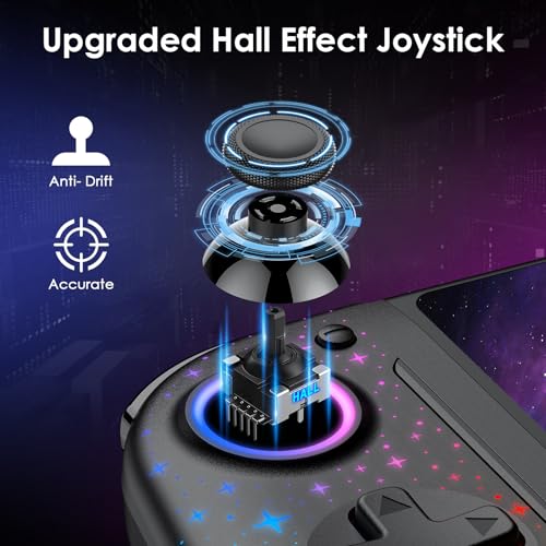 ewnol Switch Controllers for Nintendo Switch/OLED, Full-Size Handheld Switch Pro Controller with Hall Effect Joystick, 4 Game Slot, 1000mAh Battery, Adjustable RGB Light - Star - color: Black Star