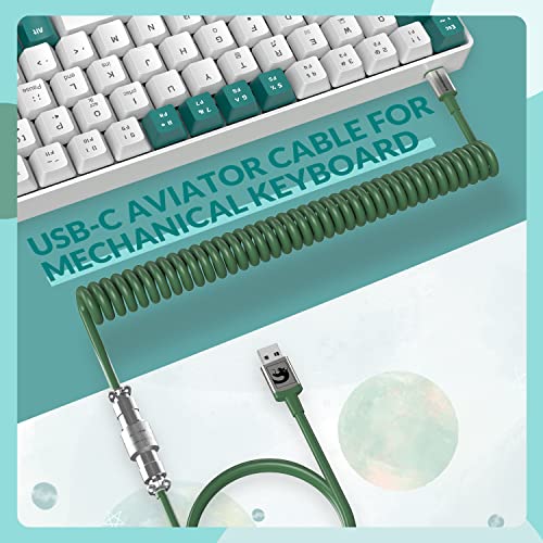 ZIYOU LANG RK-T8 Wired 65% Mechanical RGB Gaming Keyboard-Green/White | Rainbow Backlit,Anti-ghosting,TKL,Mini 68 Key,Custom Coiled C to A Cable,Tactile Blue Switch for PS4 PS5 Xbox PC Mac Gamer - color: Green White, size: 65% Keyboard