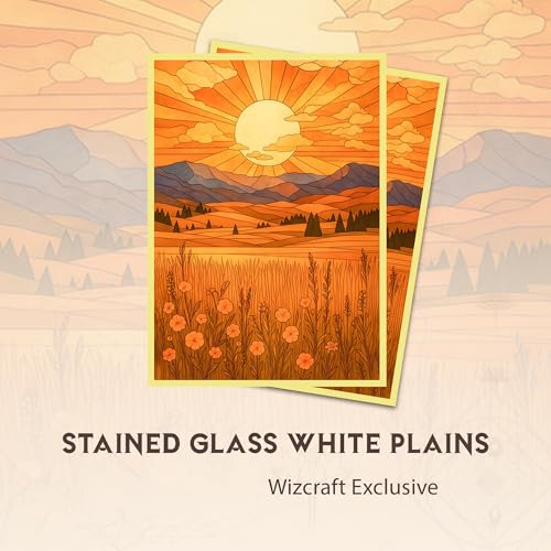 Stained Glass White Mana - MTG Card Sleeves, 104ct, Standard Size | Perfect for Double Sleeving, Smudge Resistant Matte Back, Standard 66x92mm - Compatible with Magic The Gathering & TCG Cards - color: White Mana
