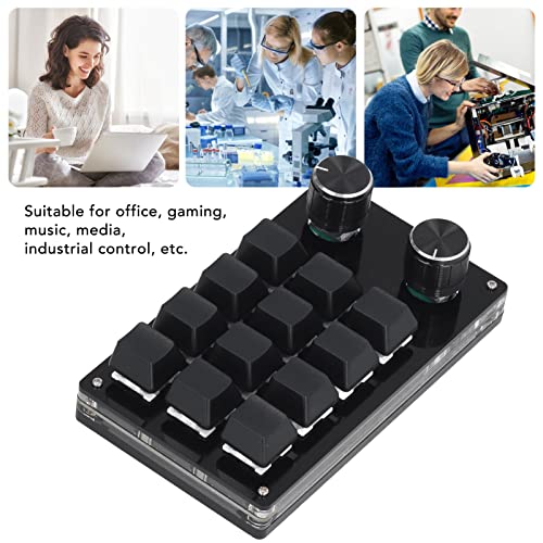 Programmable Mechanical Keypad, 12 Keys with 2 Knobs, USB One Handed Gaming Keyboard for PC, Macro Keypad, Office & Work