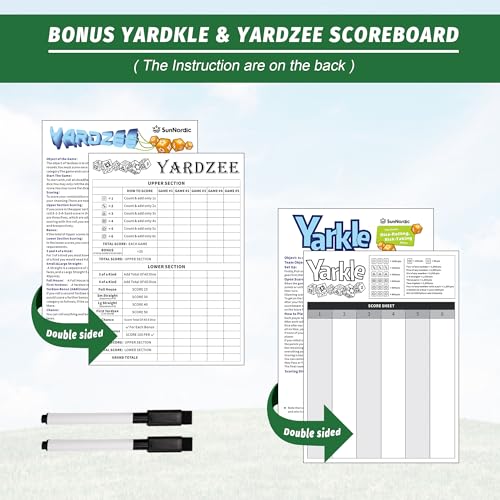 SunNordic Giant Dice Yard Game – 6 Large Wooden Outdoor Dice Set with Scoreboard & Portable Collapsible Bucket – Classic Backyard Lawn Game for Adults, Kids & Family