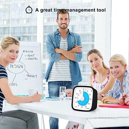 Visual Timer, Silent 60-min Countdown Timer for Kids, Black Blue | Protective Case, Time Management Tool, Mute and Ringing Alarm Available, Low Power Reminder, for Study,Game,Work,Fitness etc - color: Black Blue