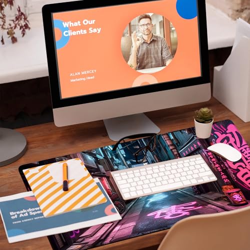 Desk Pad, Anime City Street Scene Desk Mat, Pink Neon Street Large Gaming Mouse Pad for Desk, 31.5"x15.7" Extended Big Computer Keyboard Mouse Pad with Non-Slip Base and Stitched Edge - color: Anime City Street Scene