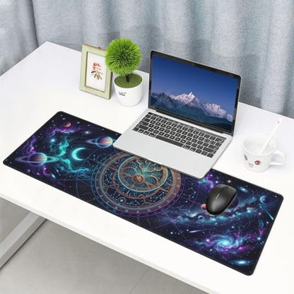 Extended Gaming Mouse Pad, Large Mouse Mat, XL Desk Pad for Keyboard and Mouse, Non-Slip Rubber Base & Stitched Edges for Gamer Office 31.5x11.8 in - color: 3