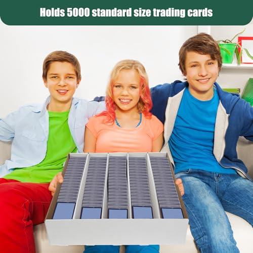 Yexiya 6 Pcs 5000 Count Card Storage Boxes for Trading and Gaming Cards White Cardboard Organizer with Divider Collector Holders Collectibles Box for Sports Basketball Collecting