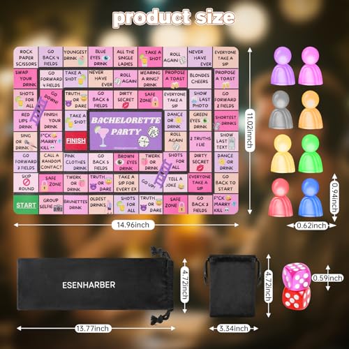 ESENHARBER Drinking Board Game, Drink Up Board Game, Fun for Girls' Night Out, Party Drinking, and Bachelorette Parties 2-8 Players, Age 21+, Interactive Drinking Games - color: Purple