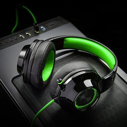 Edifier G4 USB Gaming Headset with Virtual 7.1 Surround Sound, Retractable Boom Microphone, LED Lights Mesh Open Back Adjustable Video Games for PC, Laptop, desktops - Green