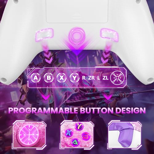 Xexvyrin RGB Wireless for X-Box Controller, Compatible with X-Box One X|S, Series PC, Special Edition Custom Controller 6-Axis Motion Control/3.5mm Audio Jack/Dual Vibration/Macro Function/Turbo（pink） - color: pink