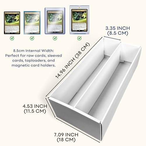 Trading Card Storage Box for MTG TCG Sports Card Collection, 2 Row Cardboard Top loader Storage Box, Bulk Card Storage, 2 Sets