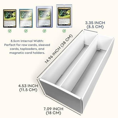 Trading Card Storage Box for MTG TCG Sports Card Collection, 2 Row Cardboard Top loader Storage Box, Bulk Card Storage, 2 Sets