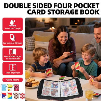 Collectible Trading Card Albums,4 Pocket Card Binder, 400 Double Sided Pocket PU Premium Zip Trading Collection Binderwith 50 Removable Sleeves, Card Folder forTCG, Sports Cards (Red&Yellow& Blue) - color: Red&Yellow& Blue