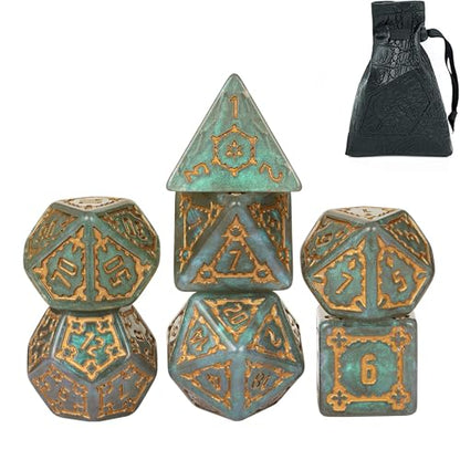 cusdie 7 Pcs 25mm Giant DND Dice with Dragon Eye Dice Bag, Polyhedral Dice Set, D&D Dice for Pathfinder RPG(Gray Green) - color: Light Green