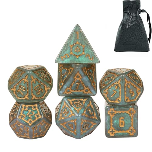 cusdie 7 Pcs 25mm Giant DND Dice with Dragon Eye Dice Bag, Polyhedral Dice Set, D&D Dice for Pathfinder RPG(Gray Green) - color: Light Green